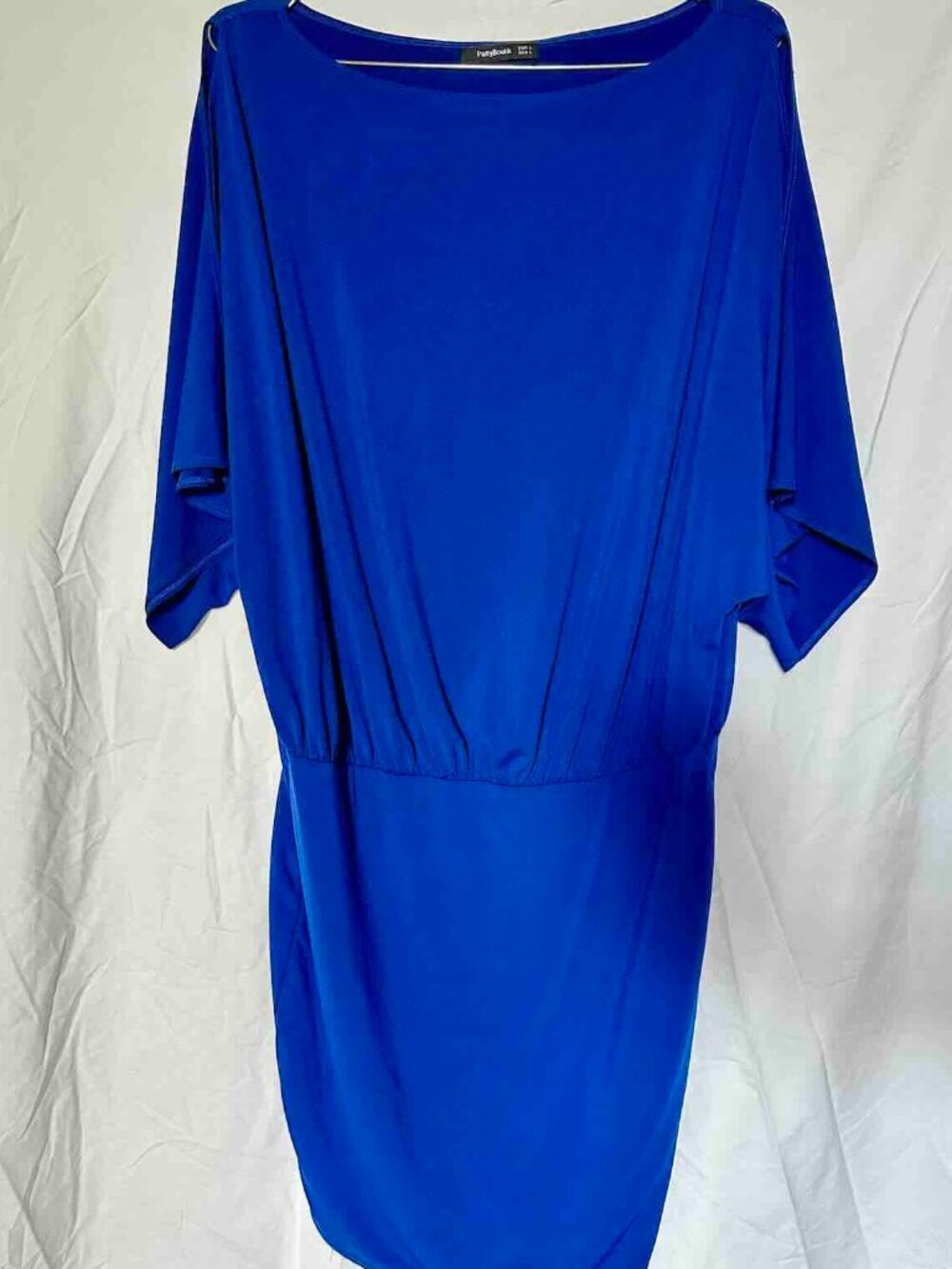 Patty Boutik Cold Shoulder Batwing Blouson MiniDress Cobalt Blue Large LikeNew